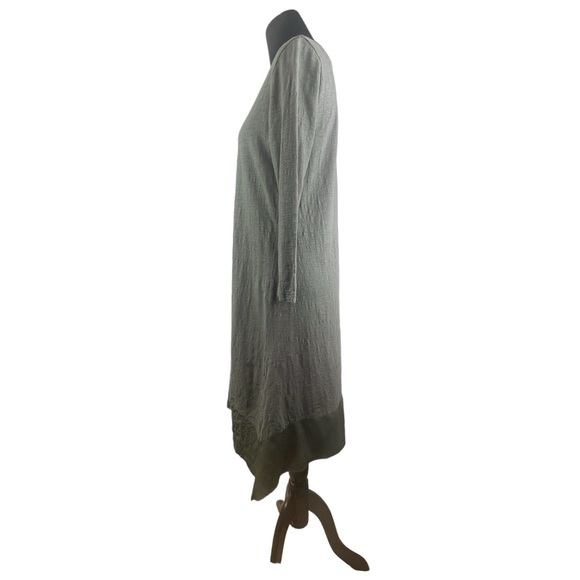 Soft Surroundings Starlight Shift Sequin Midi Dress 3/4 Sleeve Dark Olive Grey M - Picture 3 of 16